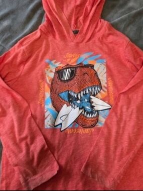 Old Navy Red Long Sleeve Hoodie with Dino Graphic